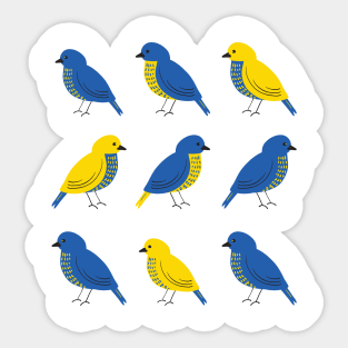 Little Birds of Peace | Ukrainian Flag color hand drawn heart, Peace for Ukraine Sticker